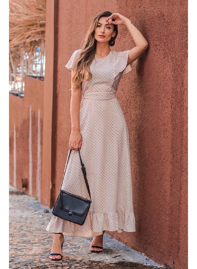 vestido nude poas izabeli lekazis ds0323 frente