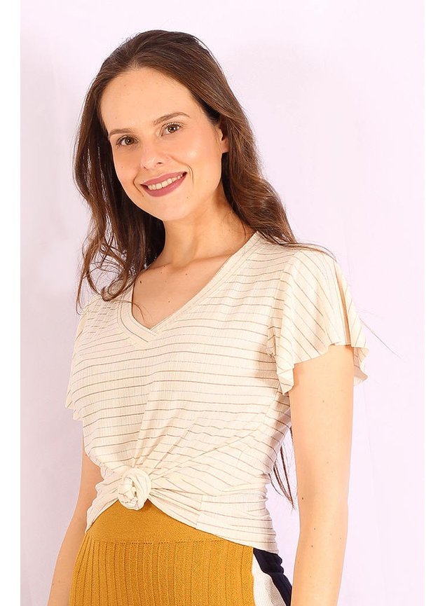 t shirt creme fios metalizados coloridos paty lekazis frente cima