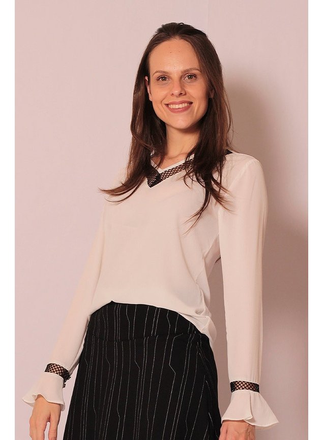 camisa off white detalhe tela zara lekazis frente cima