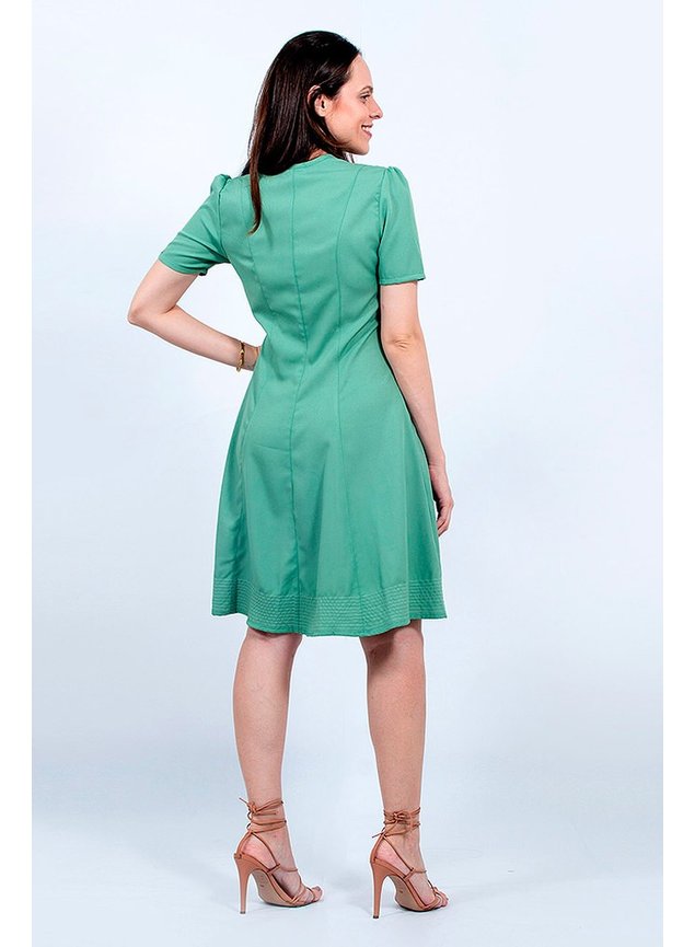 vestido verde escuro evase ayllen lekazis costas
