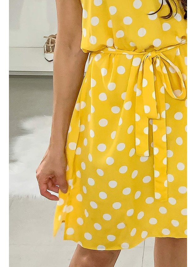 vestido amarelo poas leticia lekazis lk0394 frente baixo detalhe