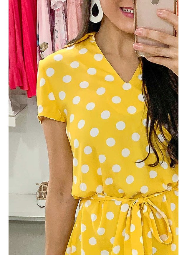 vestido amarelo poas leticia lekazis lk0394 frente cima detalhe
