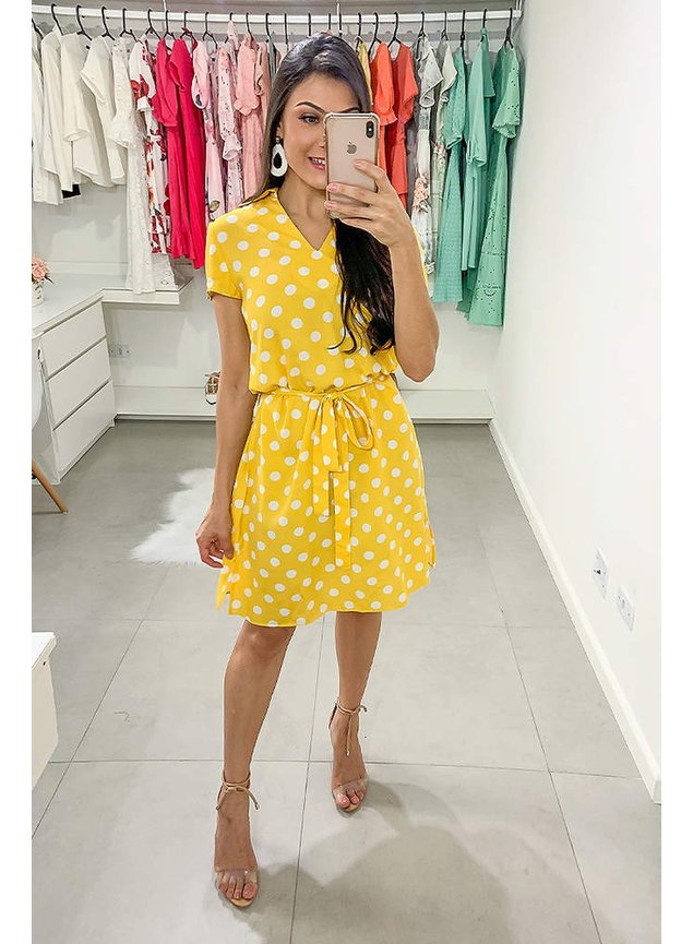 vestido amarelo poas leticia lekazis lk0394 frente