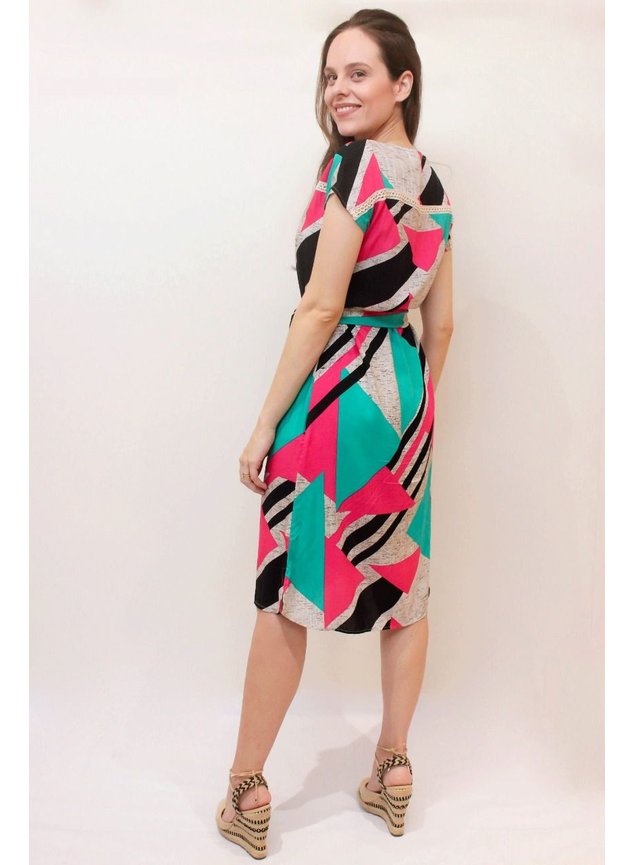 vestido estampado com amarracao costas