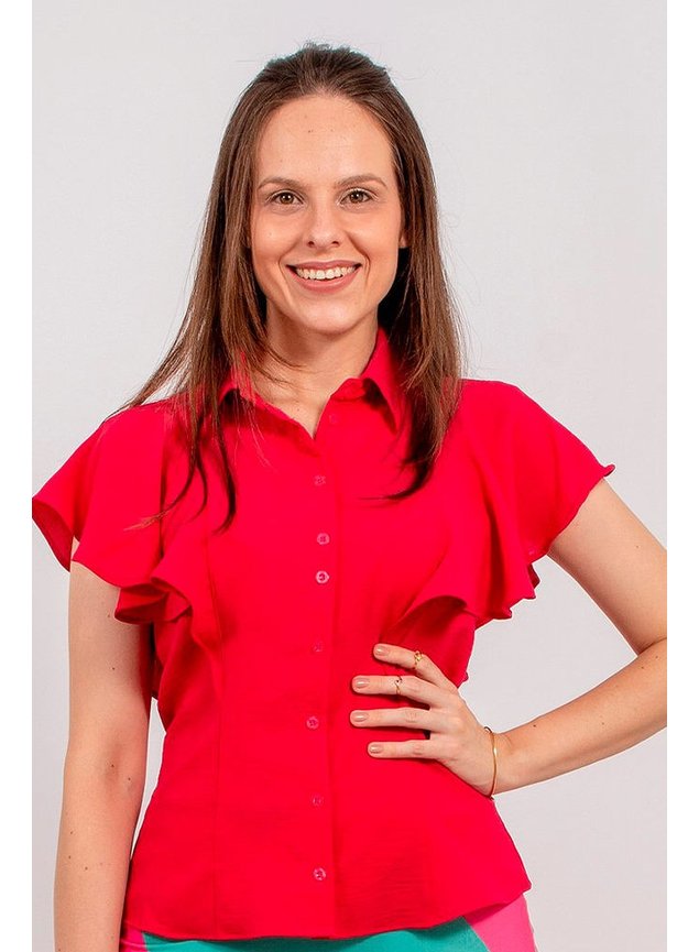 camisa pink babados lekazis frente cima