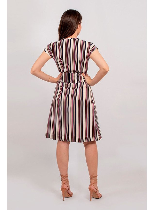 vestido chemisier listrado em alfaiataria lekazis costas