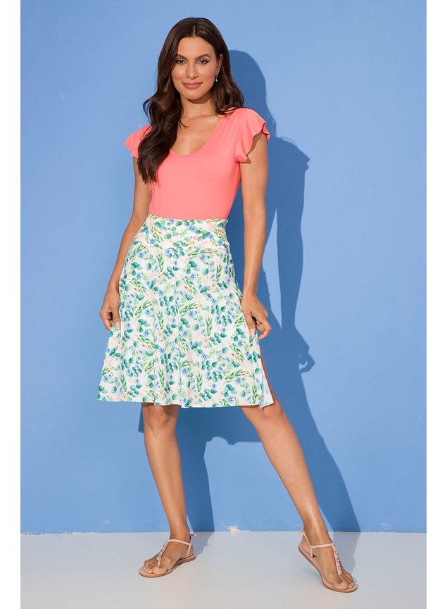 saia shorts estampada flores fendas laterais 9
