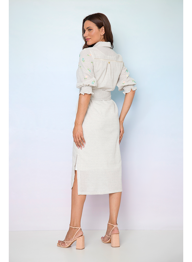 2 vestido chemise listras bordado anette