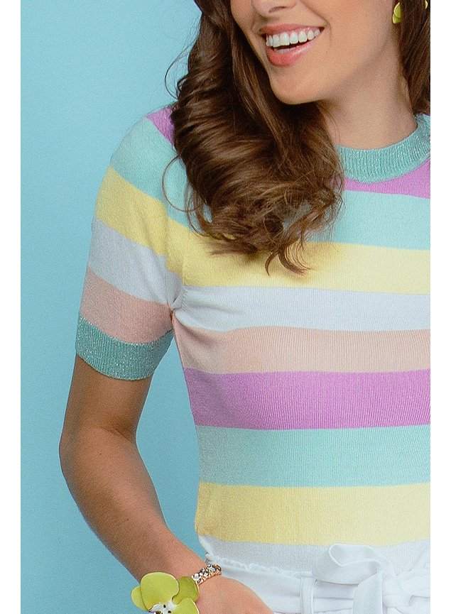7 blusa listras candy colors tricot celine baixo