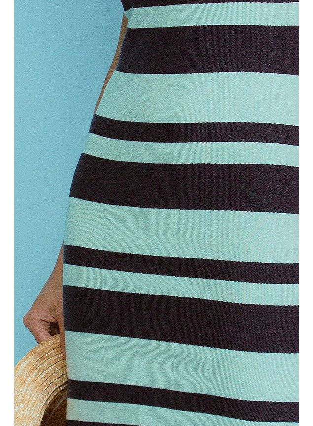 7 vestido tricot listrado manga curta alini baixo