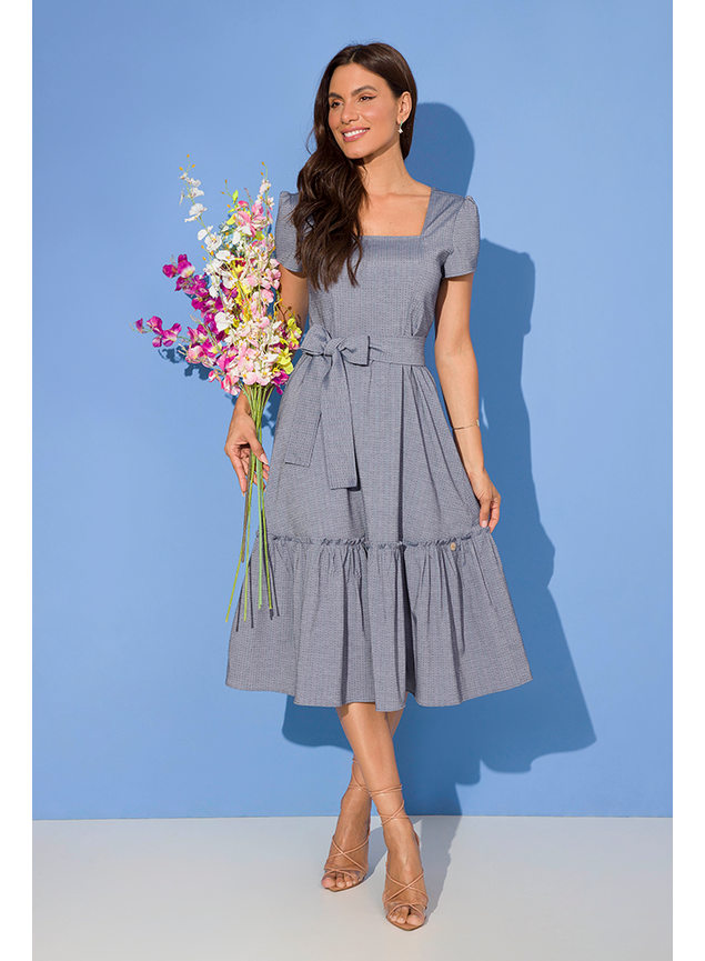 1 vestido midi tricoline denim diana
