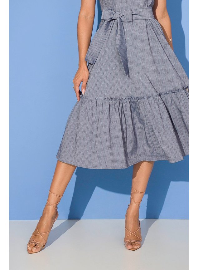 9 vestido midi tricoline denim diana