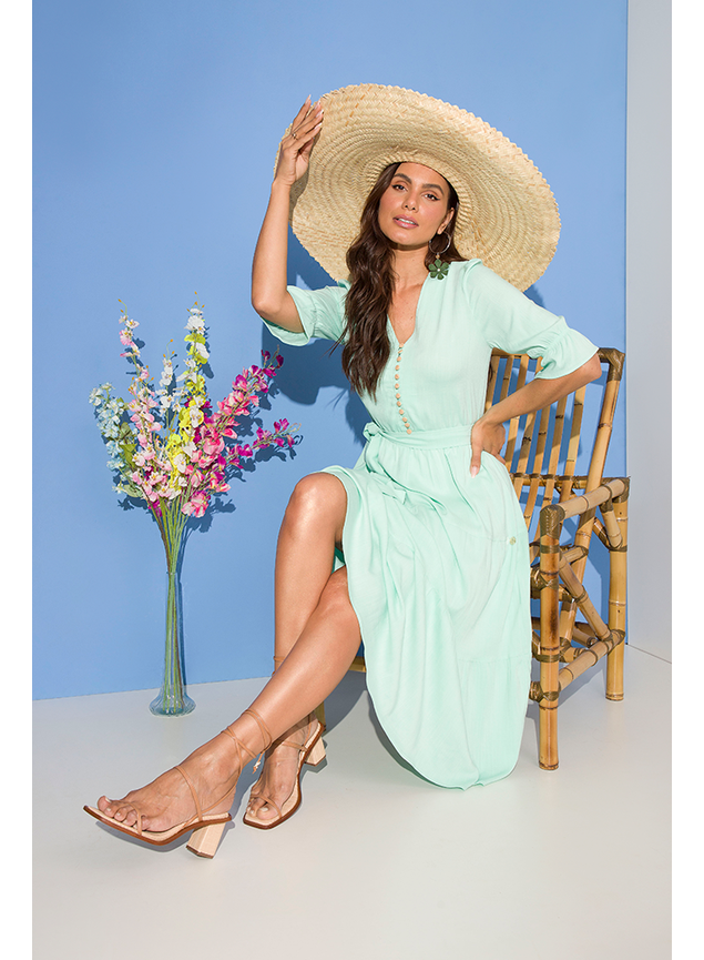 1 vestido midi viscose verde agua sofia