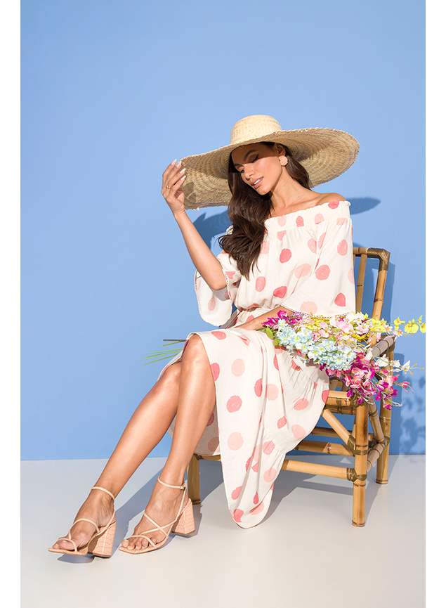 1 vestido midi viscose poas jackeline