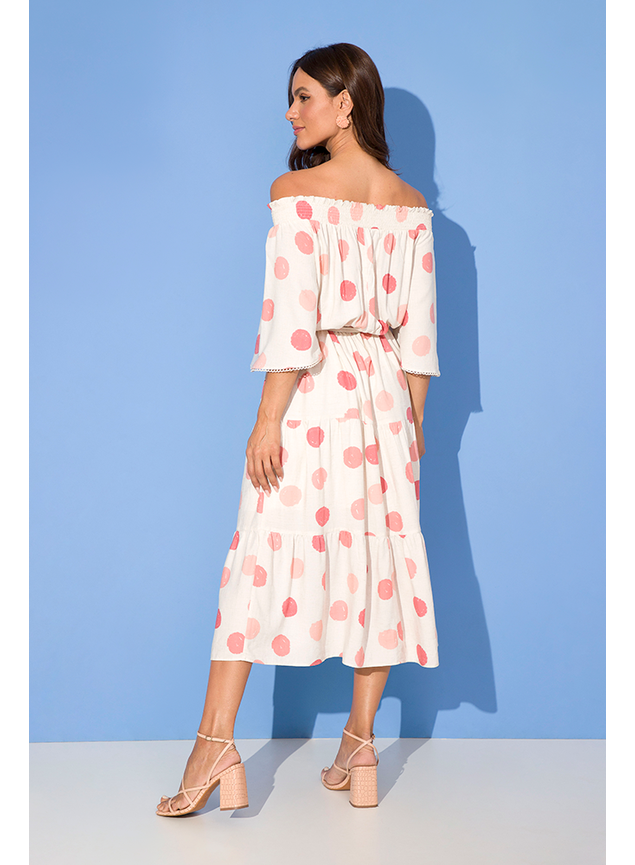 2 vestido midi viscose poas jackeline