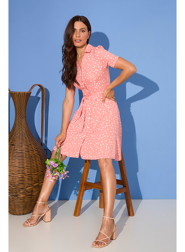 1 vestido crepe curto rose elenilde