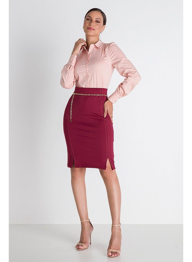 1 camisa rose social feminina gabriela frente