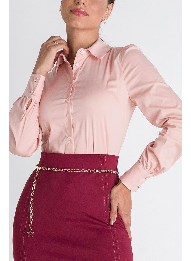 3 camisa rose social feminina gabriela frente cima