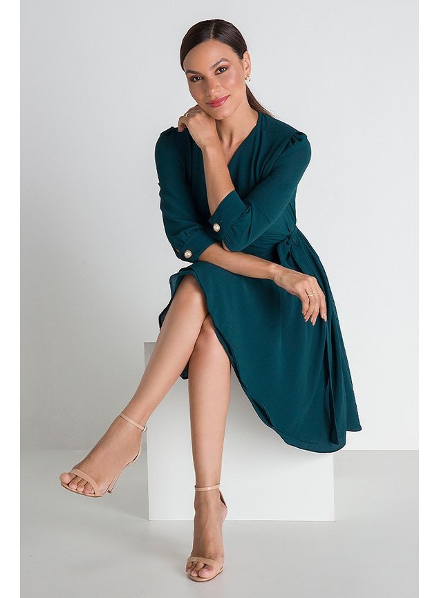 11 vestido transpassado crepe verde kamile conceito