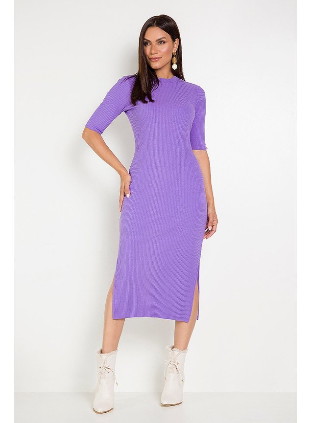 1 vestido canelado lavanda thays frente