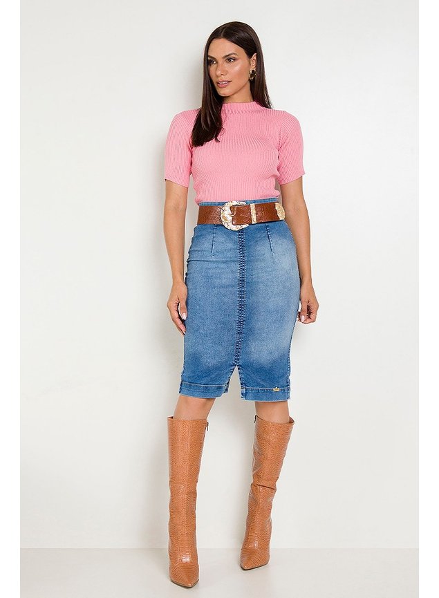 1 blusa tricot gola alta rose priscila frente