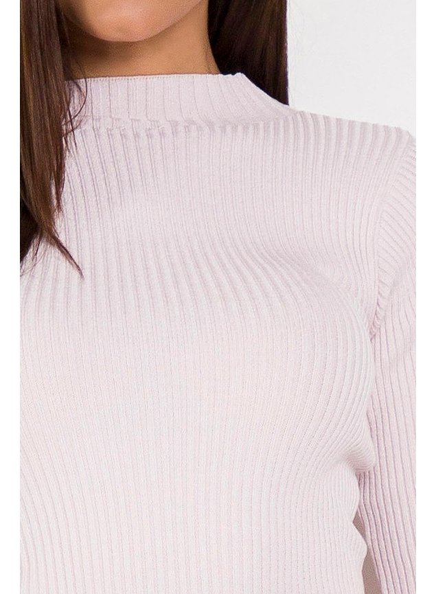5 blusa tricot manga longa rosa claro deborah frente cima detalhe