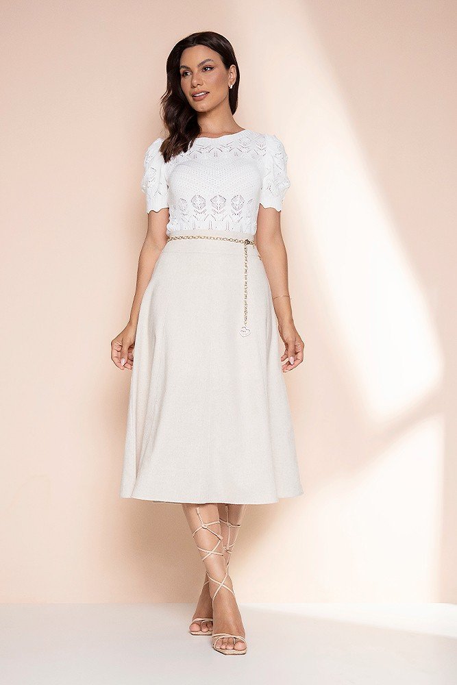 Tecido Linho Cru Saia De Linho Midi Listrada Saia De Linho Cru