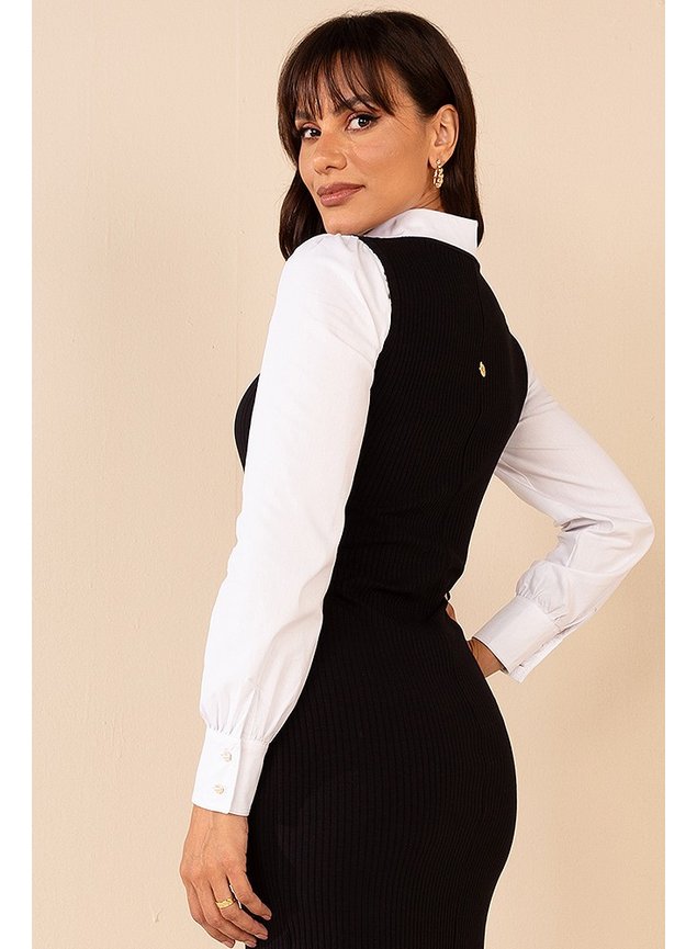 Vestido Regata Com Blusa Por Baixo Vestido Regata Canelado Gola