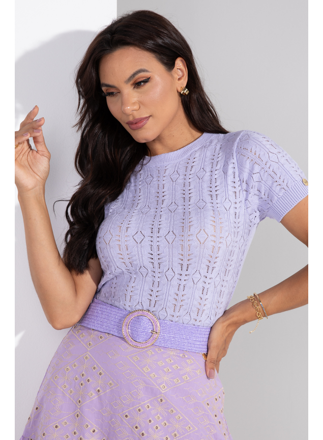 saia de laise e blusa de tricot lilas 6