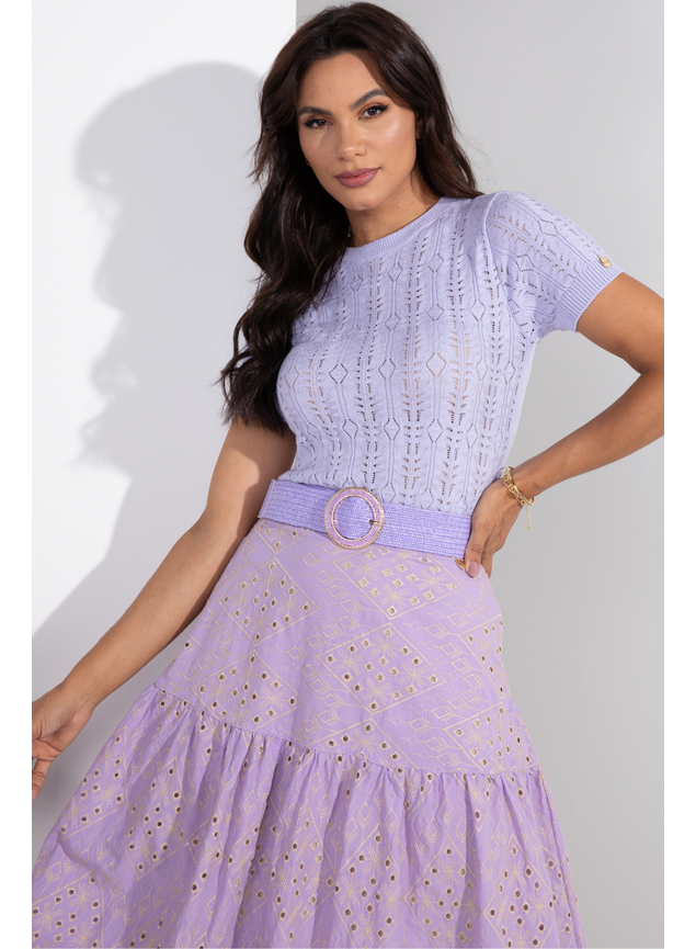 saia de laise e blusa de tricot lilas 7