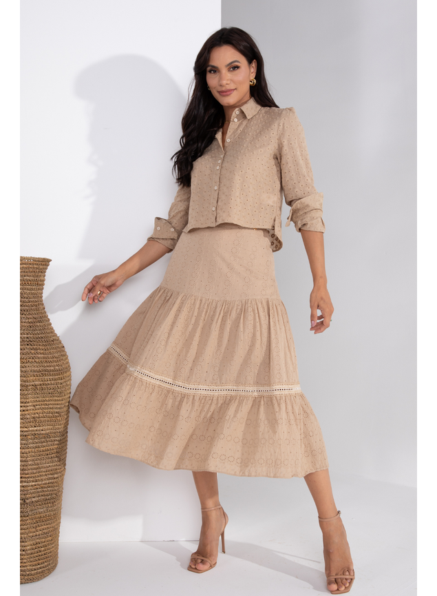 blusa e saia de laise nude 7