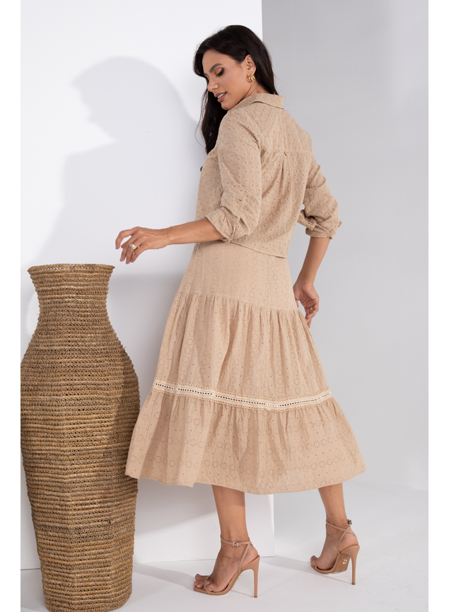 blusa e saia de laise nude