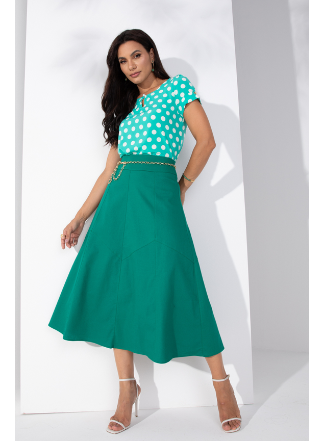 blusa verde de poas