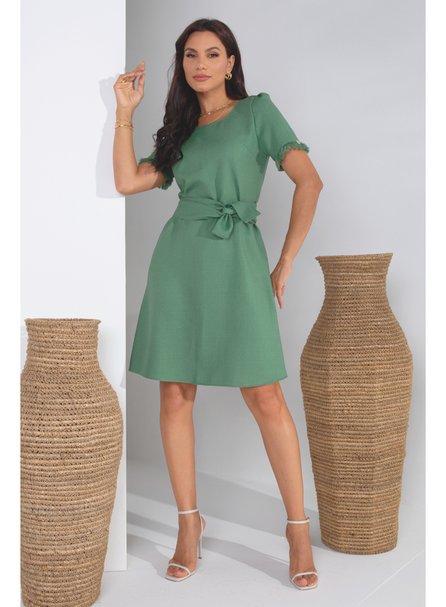 vestido de linhao verde