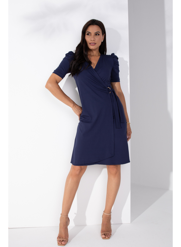 vestido transpassado marinho