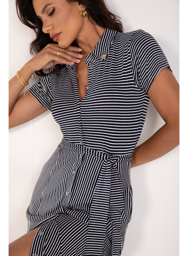 chemise listrada azul