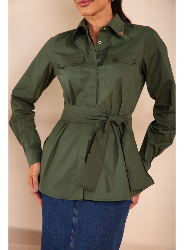 camisa alongada verde
