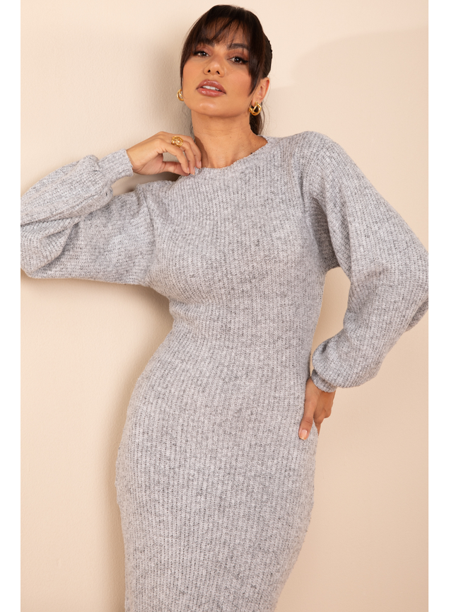 vestido cinza mescla
