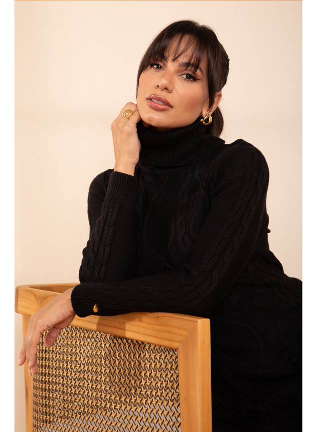 vestido de tricot preto