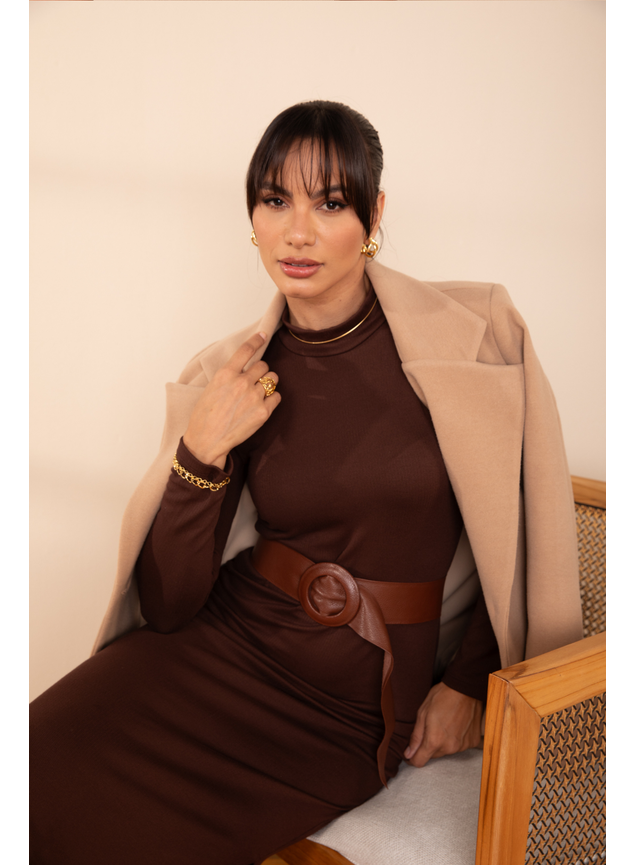 vestido marrom