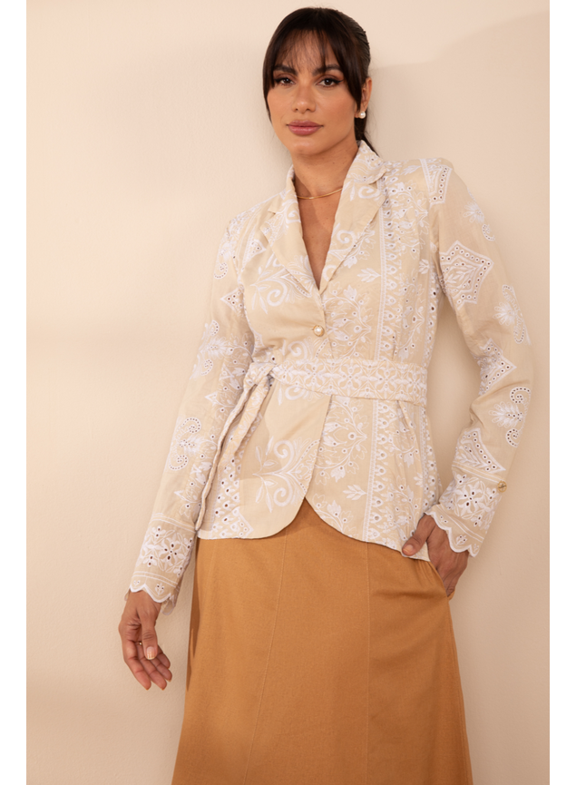 saia longa de linho e blazer de renda 5