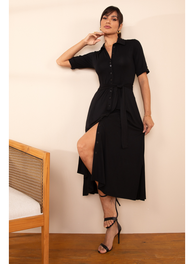 vestido preto manga curta 2