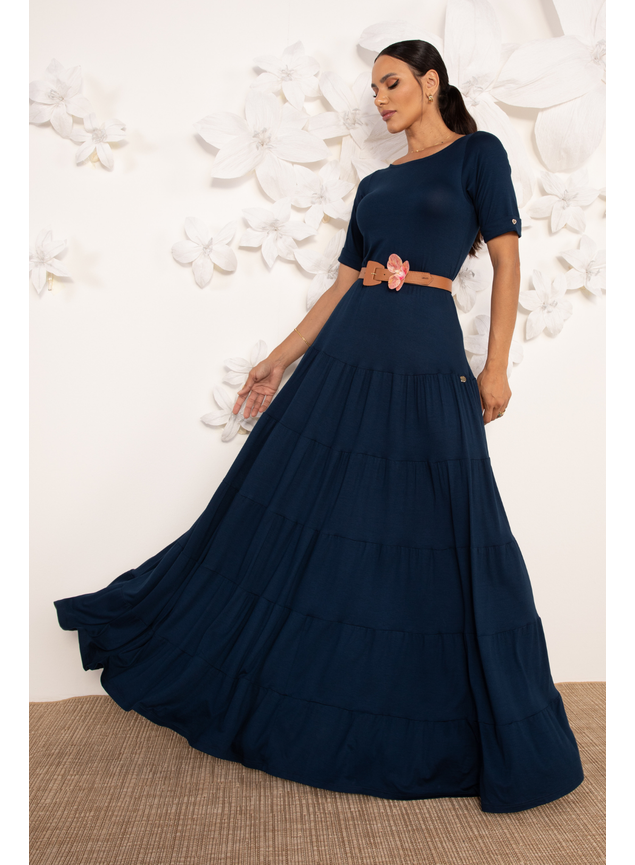 vestido longo azulo marinho