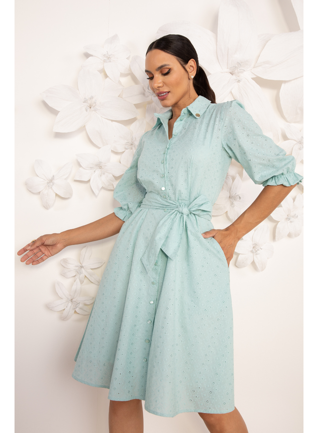 vestido de laise verde menta