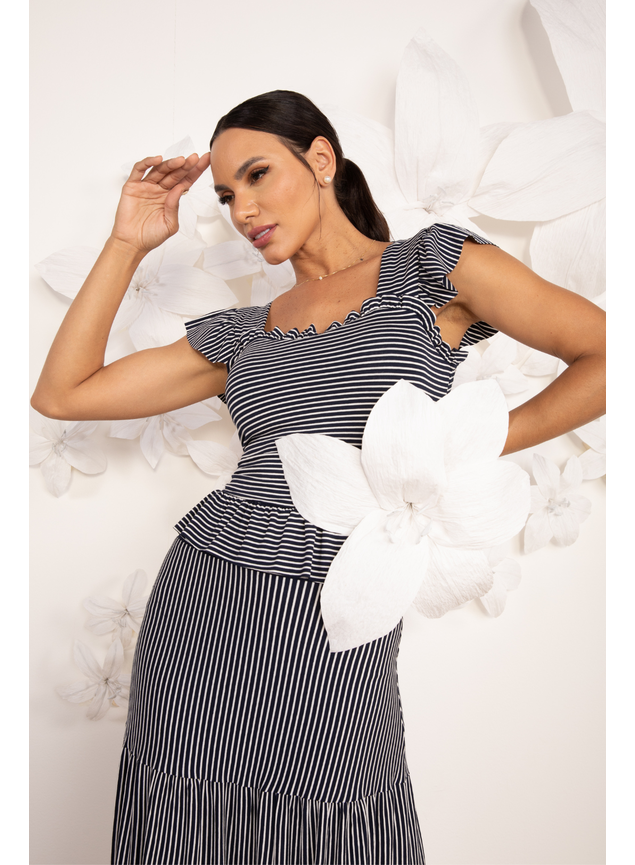 conjunto listrado azul marinho