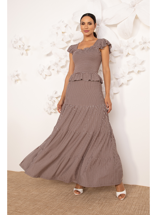 conjunto listrado marrom