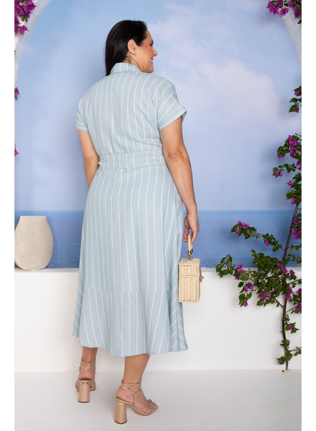 vestido de linho azul listrado 4