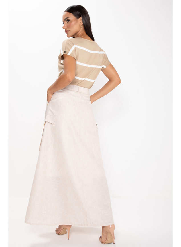 saia de linho e blusa de tricot 7
