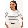 Blusa de Tricot Off White Listras Marinho Nádia