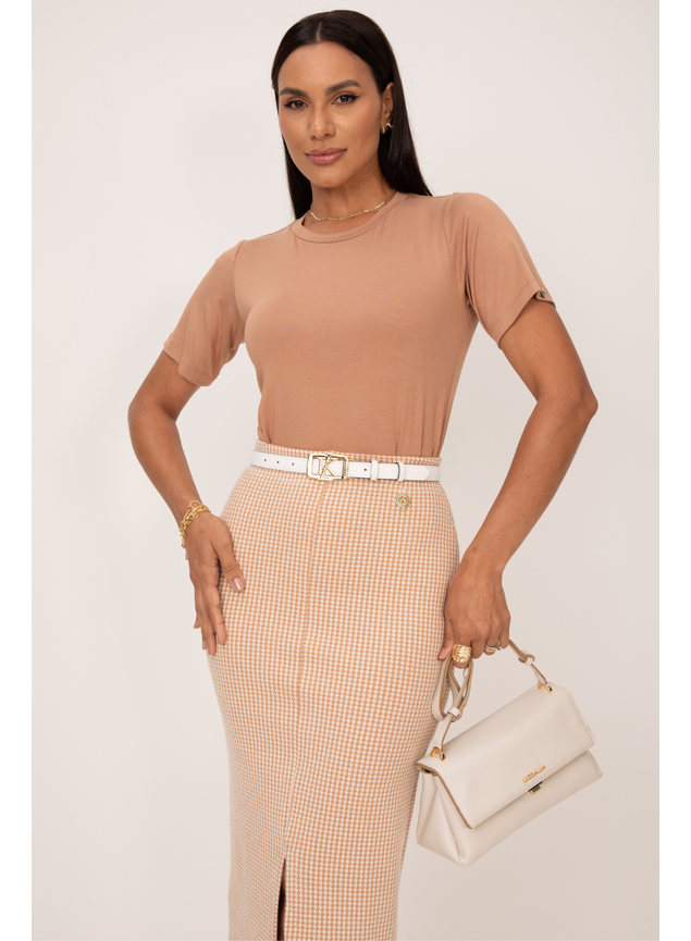 ◆mocha◆ T-shirt Básica de Viscolycra Mocha Mousse Karine